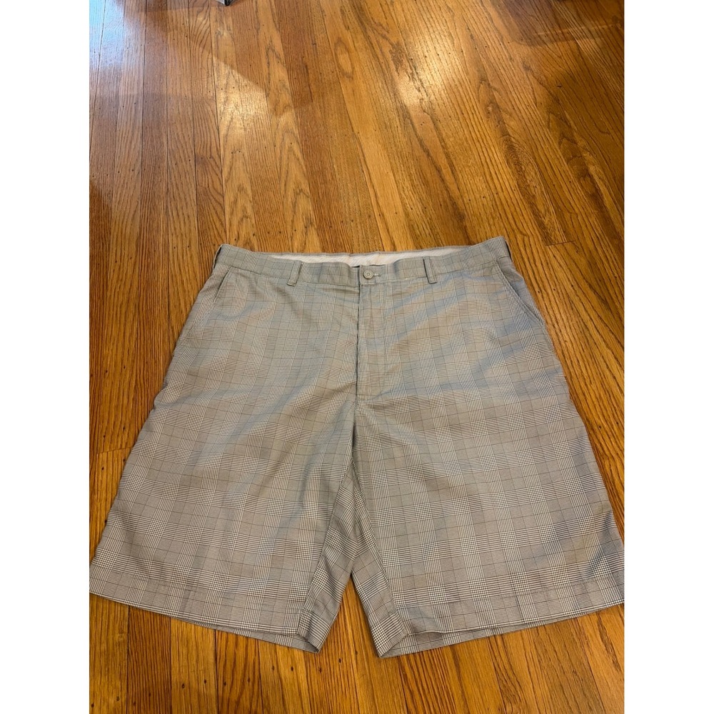 PGA Tour Mens Grey Plaid Golf Shorts Size 36 Performance Flat Front Breathable